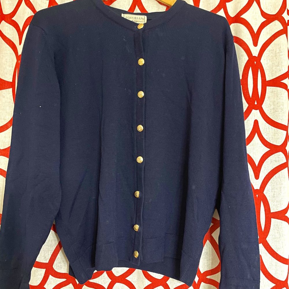 Vintage Lambswool Cardigan Sweater with Gold Accent buttons from England